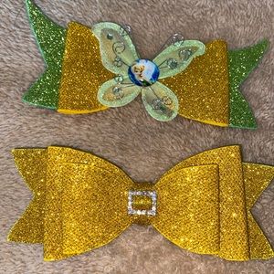 Tinker bell green and yellow bows.